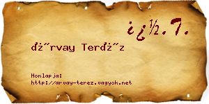 Árvay Teréz névjegykártya